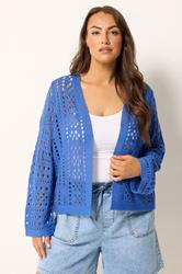 YOURS Plus Size Blue Chunky Knit Cardigan | Yours Clothing 3