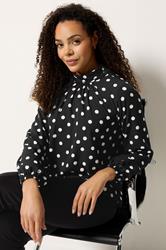 M&Co Black Polka Dot Tie Back Blouse | M&Co 3