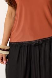 PixieGirl Petite Women's Rust Orange Lace Trim Asymmetric Vest Top | PixieGirl 4