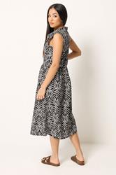 M&Co Petite Chocolate Brown Abstract Print Sleeveless Shirt Dress | M&Co 2