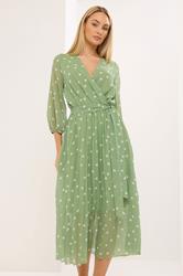 STAR Green Polka Dot Pleated Dress | StarByJM 1