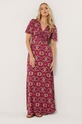LTS Tall Women's Red Tile Print Twist Front Maxi Dress | Long Tall Sally 1