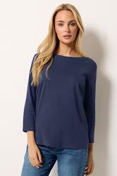 M&Co 2 PACK Navy Blue & White Cotton Tops | M&Co  2