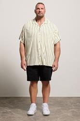 JACK & JONES Big & Tall Olive Green Stripe Resort Shirt | BadRhino 2
