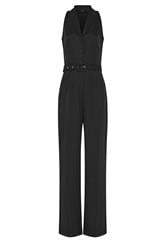 LTS Tall Women's Black Belted Open Collar Jumpsuit | Long Tall Sally 5