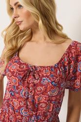 M&Co Red Abstract Print Scoop Neck Dress | M&Co 4