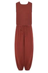 PixieGirl Petite Set Brick Red Cotton Cheesecloth Top & Balloon Trousers