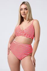 LIMITED COLLECTION Plus Size Red Stripe Bikini Briefs | Yours Clothing 3
