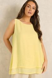 EVANS Plus Size Yellow Double Layer Vest Top | Evans 1
