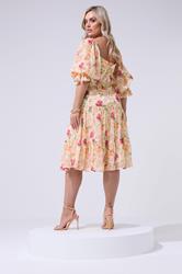 YOURS LONDON Plus Size Nude Floral Midi Dress | Yours Clothing 2