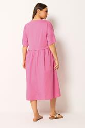 YOURS Plus Size Pink Poplin T-Shirt Midi Dress | Yours Clothing 2