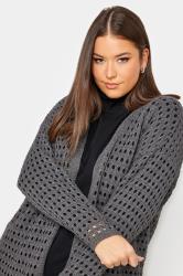 YOURS Plus Size Grey Metallic Crochet Cardigan