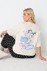 YOURS Plus Size Ivory White 'Girls Night' Polka Dot Pyjama Set | Yours Clothing 2