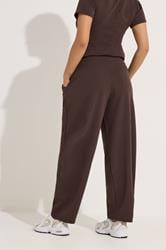 PixieGirl Petite Women's Chocolate Brown Jersey Pleated Barrel Trousers | PixieGirl 2