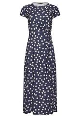 M&Co Navy Blue Polka Dot Side Twist Midi Dress