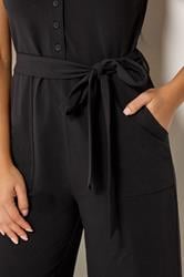 M&Co Petite Black Tie Waist Jumpsuit | M&Co 4