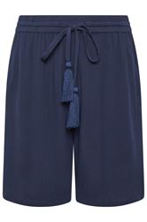 M&Co Navy Blue Crinkle Tie Waist Shorts