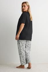 YOURS Plus Size Black 'Breakfast Club' Wide Leg Pyjama Set | Yours Clothing 2