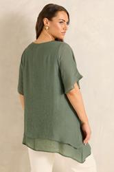 EVANS Plus Size Khaki Green Double Layer Top | Evans 4