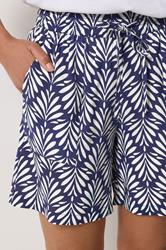 M&Co Women's Navy Blue & White Leaf Print Shorts | M&Co 4