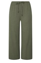 YOURS Plus Size Khaki Green Wide Leg Crinkle Trousers | Yours Clothing 5