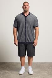 BadRhino Big & Tall Navy Blue Knitted Stripe Shirt | BadRhino 2