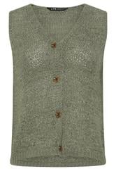 LTS Tall Sage Green Button Knitted Vest Top