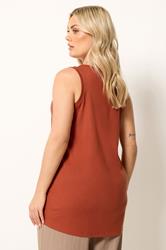 YOURS Plus Size Burnt Orange V-Neck Vest Top | Yours Clothing 2