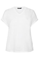YOURS Curve White Premium Linen Look T-Shirt