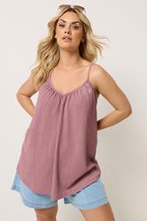 YOURS Plus Size Pink Gathered Swing Vest Top | Yours Clothing 3