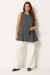 YOURS Plus Size Black Stripe Soft Touch Swing Vest Top | Yours Clothing 1