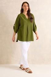 EVANS Plus Size Green Utility Cotton Shirt | Evans 1