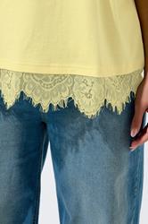 LIMITED COLLECTION Plus Size Yellow Lace Hem T-Shirt | Yours Clothing 4