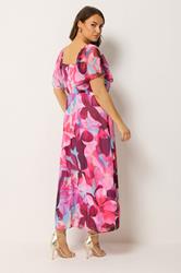 YOURS Plus Size Pink Floral Angel Sleeve Dress | Yours Clothing 4