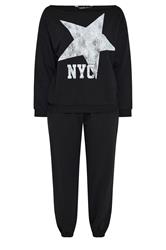 YOURS Plus Size Black NYC Slouch Sweatshirt & Jogger Set | Yours Clothing 6