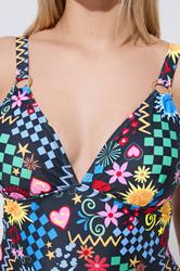 LIMITED COLLECTION Plus Size Black Mixed Print Swimsuit | Yours Clothing 5