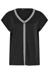 M&Co Black Contrast Trim Cotton Short Sleeve T-Shirt