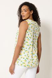 M&Co Yellow Lemon Print Sleeveless Cotton Henley Top | M&Co 2