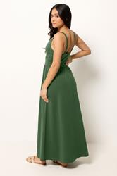 PixieGirl Petite Women's Forest Green Cotton Maxi Dress | PixieGirl 2