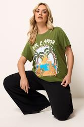 YOURS Plus Size Green 'Sol E Amor' Graphic T-Shirt | Yours Clothing 3