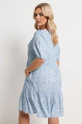 YOURS Plus Size Blue Ditsy Tiered Smock Dress 4