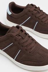 Chocolate Brown Panelled Trainers In Extra Wide EEE Fit | Yours Clothing 5