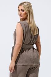 LIMITED COLLECTION Curve Brown Textured Sleeveless Top 4