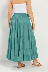 YOURS Plus Size Teal Green Tiered Maxi Skirt | Yours Clothing 2