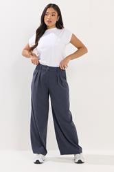 PixieGirl Petite Women's Navy Blue Pinstripe Wide Leg Trousers | PixieGirl 4