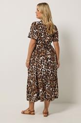 YOURS Plus Size Brown Leopard Half Placket Dress | Yours Clothing 2
