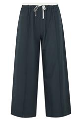 PixieGirl Petite Navy Blue Contrast Pintuck Wide Leg Trousers