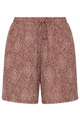 YOURS Curve Burnt Orange Textured Diamond Print Shorts