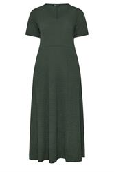 YOURS Curve Khaki Green Textured Maxi Dress