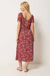 M&Co Red Abstract Print Scoop Neck Dress | M&Co 2